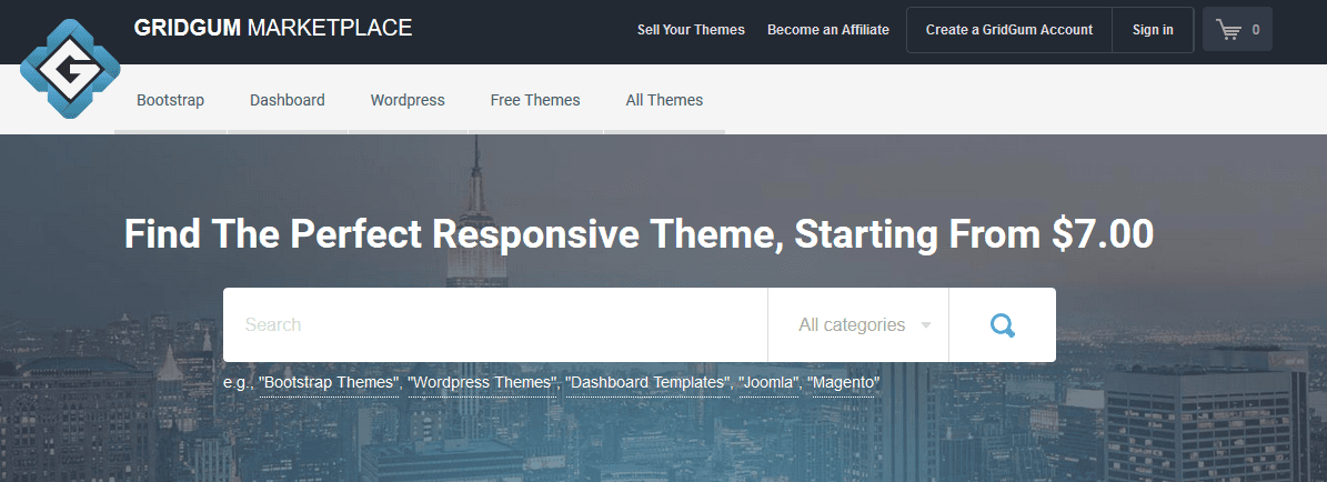 Screenshot of Homepage of Gridgum