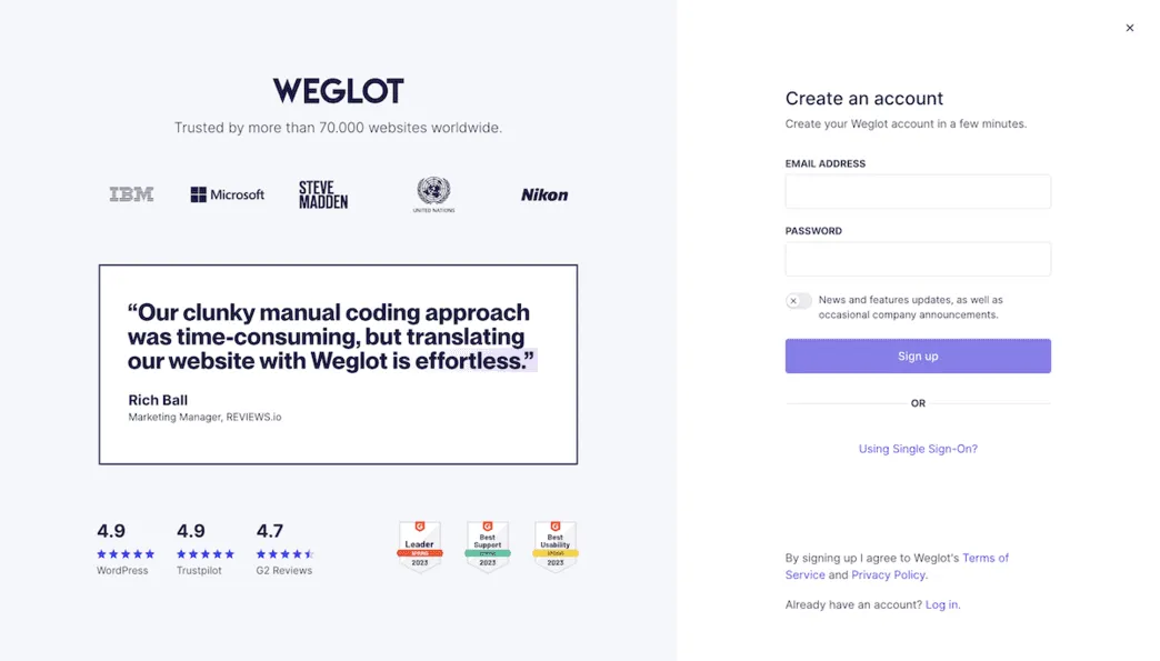 Translate WordPress Website: Weglot Signup